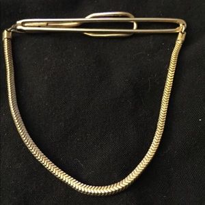 Vintage 2.5” Swank Gold Tone Tie Bar with Chain